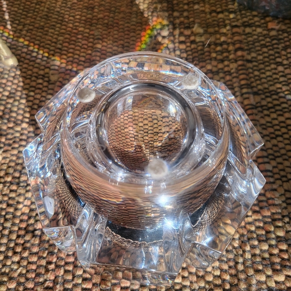 Vtg 70s Orrefors Sweden Crystal Corona 6 Panel Footed Dish~Lars Halsten - Picture 4 of 5